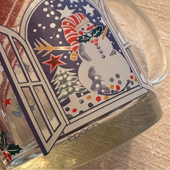 Vintage EPOCH Mr. Snowman Glass Glassware Coffee Tea Mug Bright Holiday USA - Picture 4 of 10